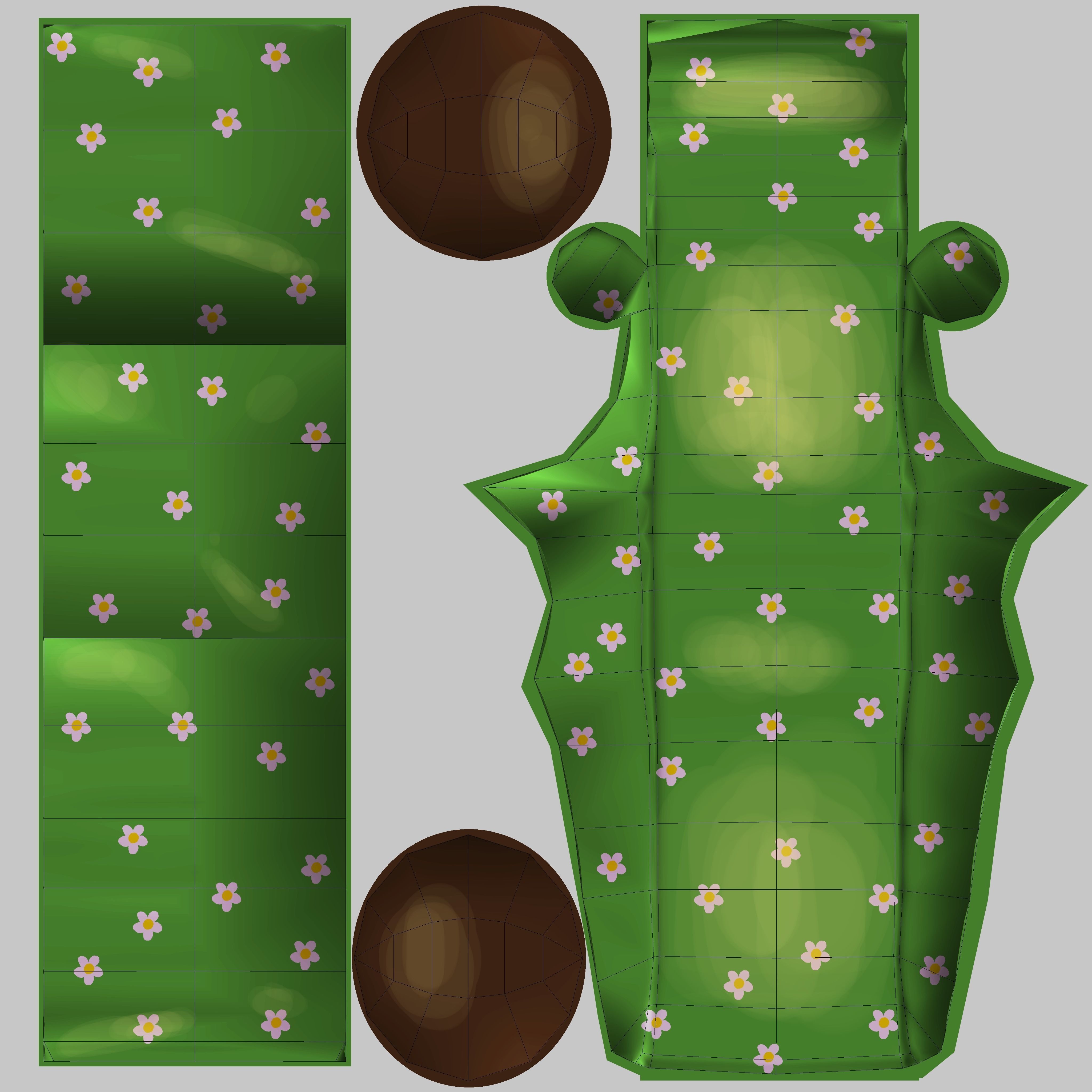 Chair lounge with flowers Low-poly 3D model_8