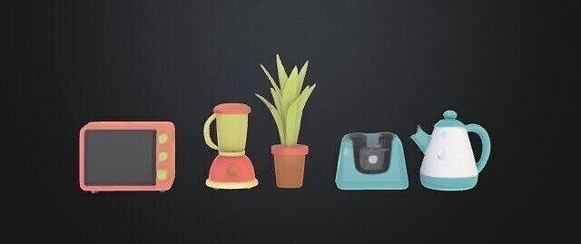 Low Poly Kitchen Appliance Set 3D Model  Low-poly 3D model