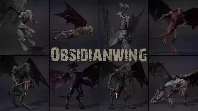 Obsidianwing Low-poly 3D model