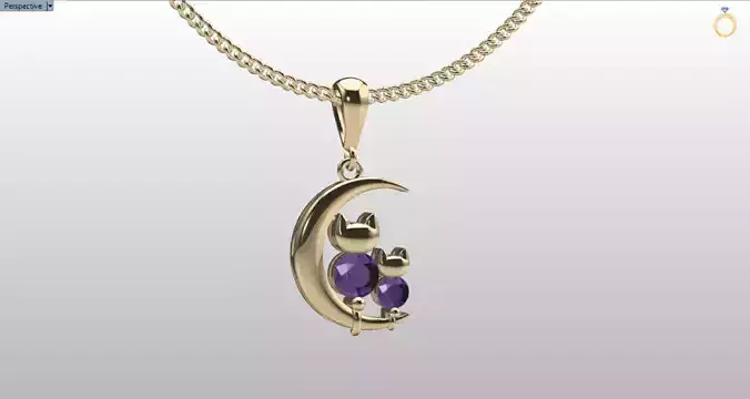 cats and moon pendant