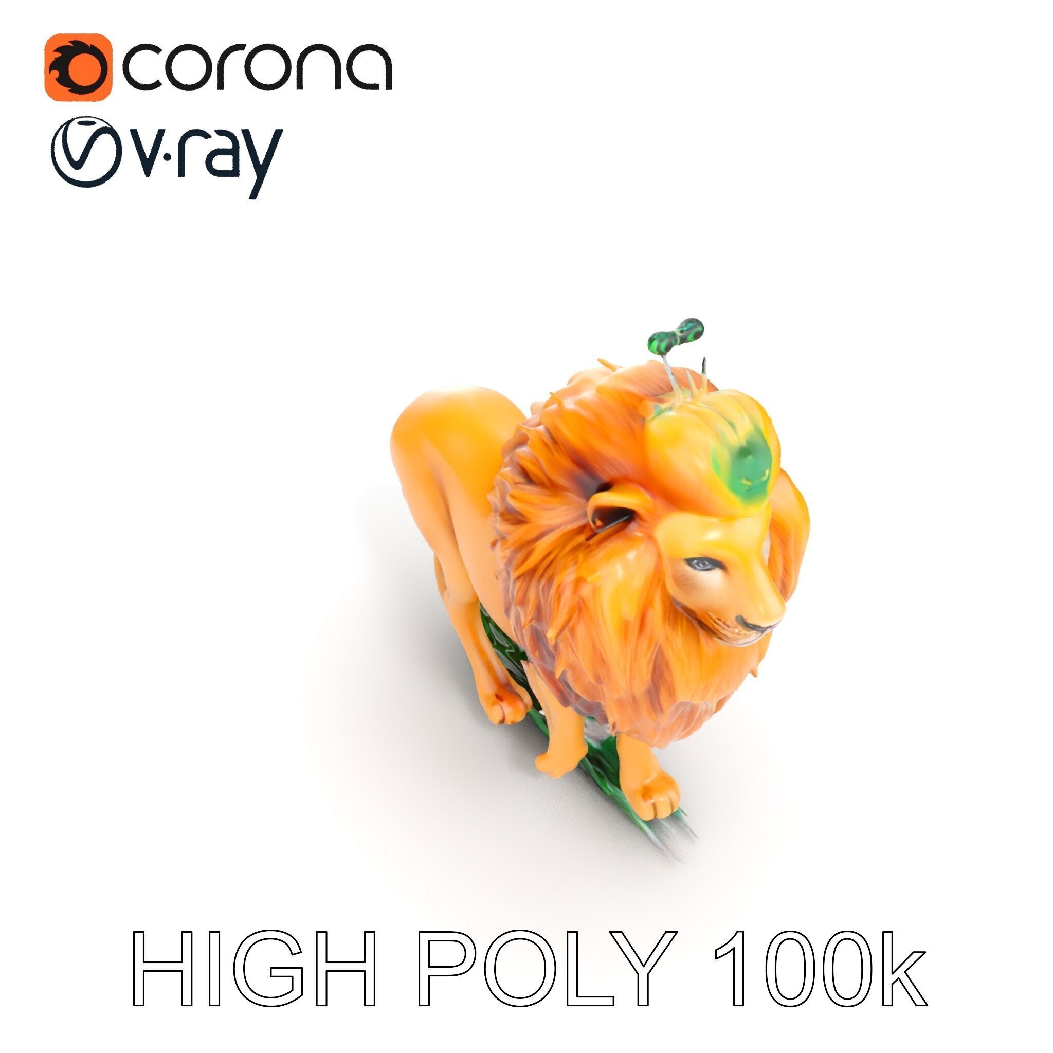 Majestic LionPeacock Hybrid Model Pack Low-poly 3D model_11