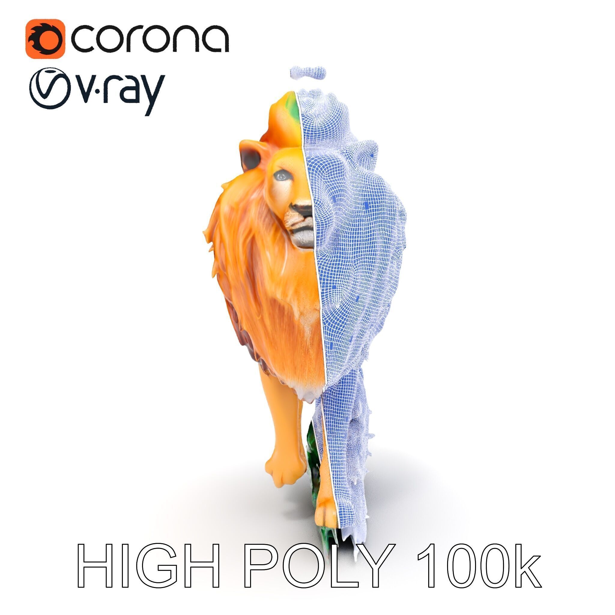 Majestic LionPeacock Hybrid Model Pack Low-poly 3D model_30