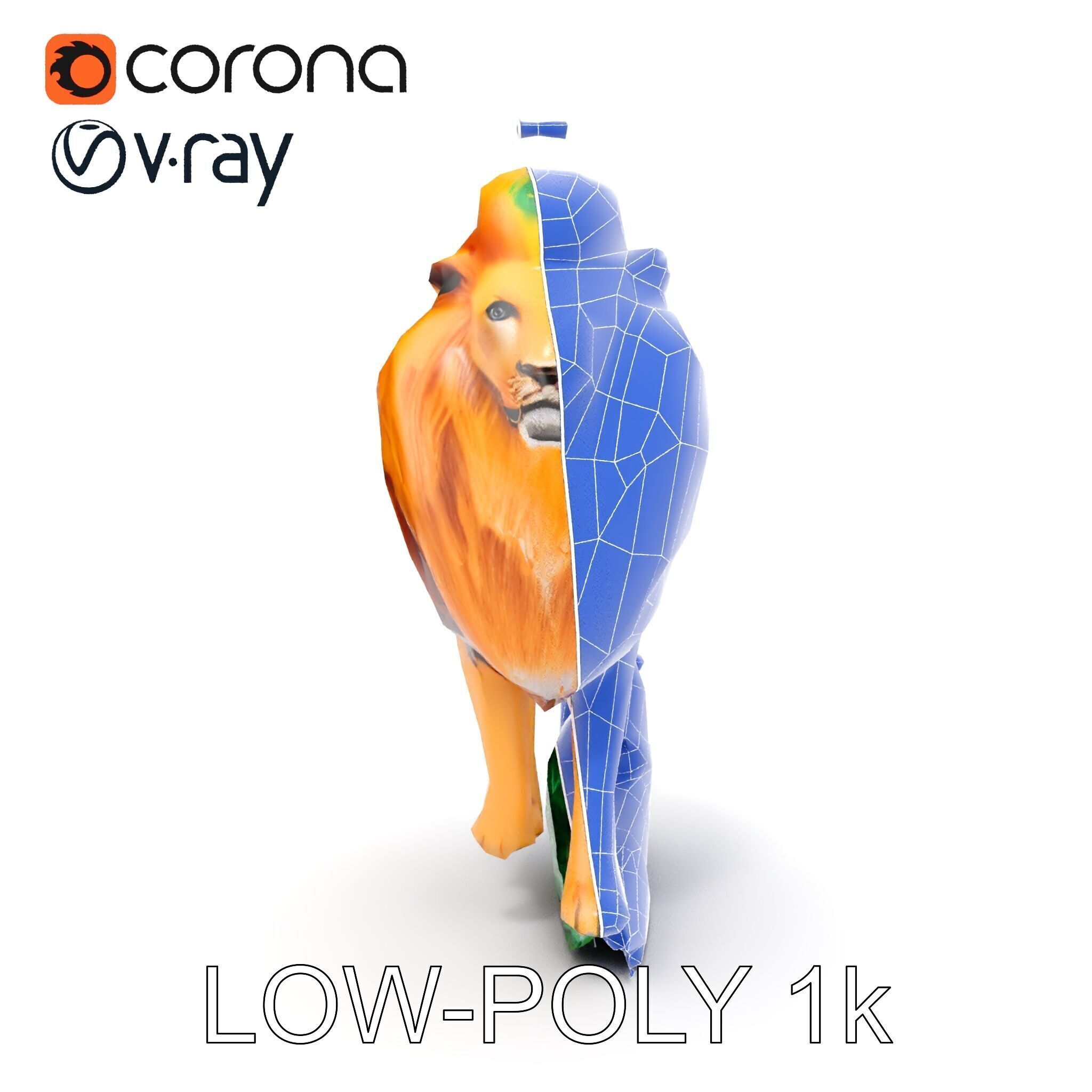 Majestic LionPeacock Hybrid Model Pack Low-poly 3D model_29