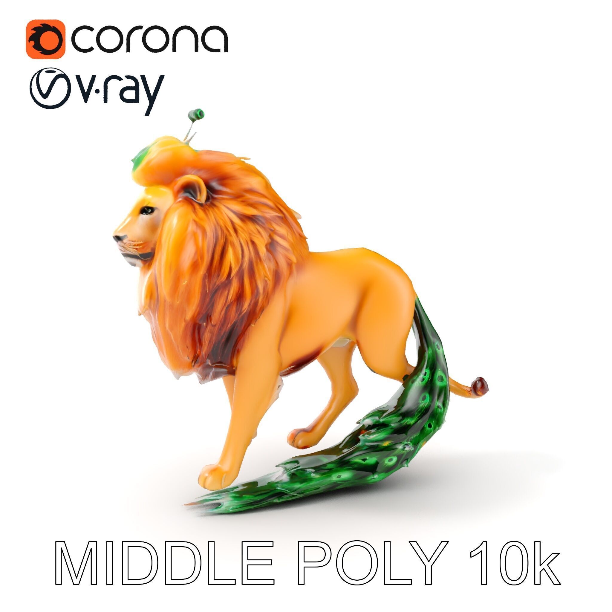 Majestic LionPeacock Hybrid Model Pack Low-poly 3D model_9