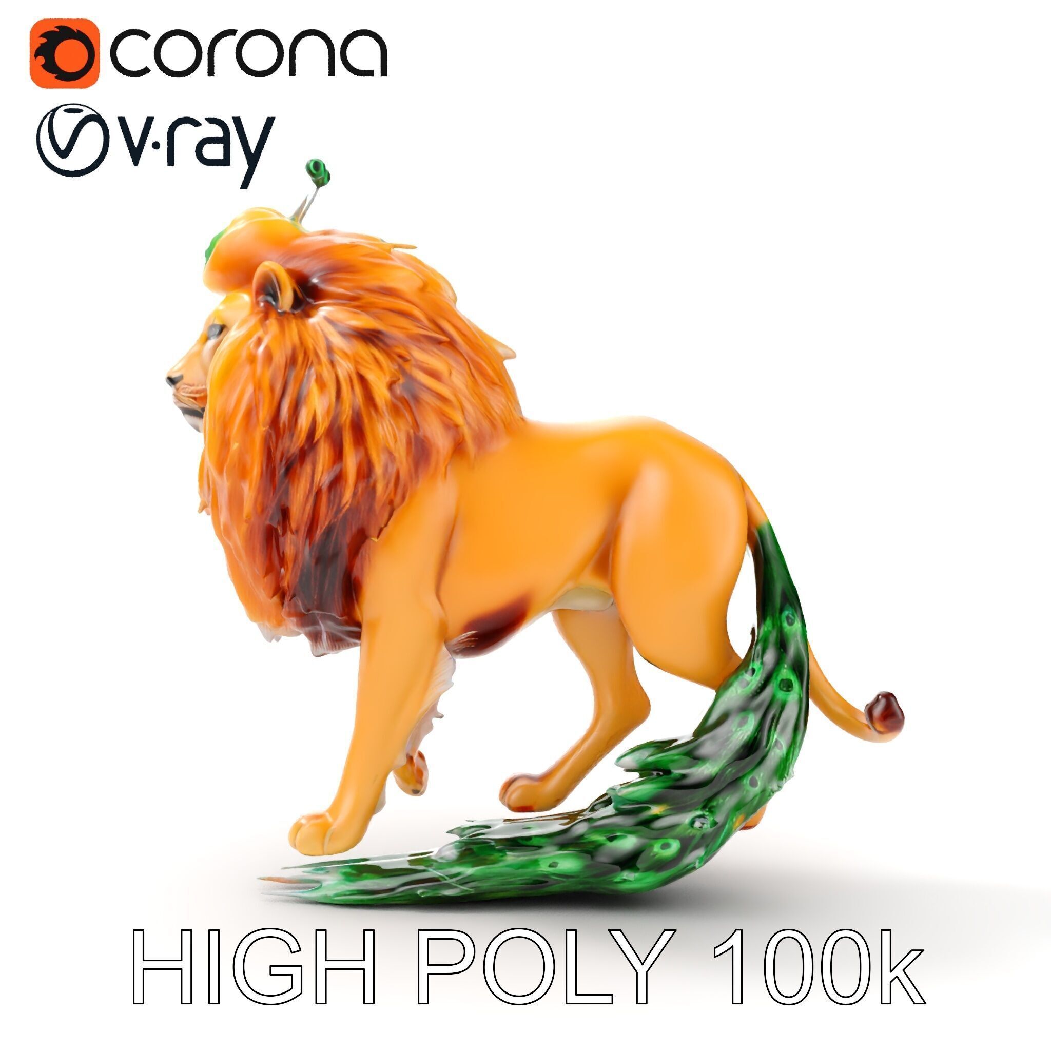 Majestic LionPeacock Hybrid Model Pack Low-poly 3D model_19