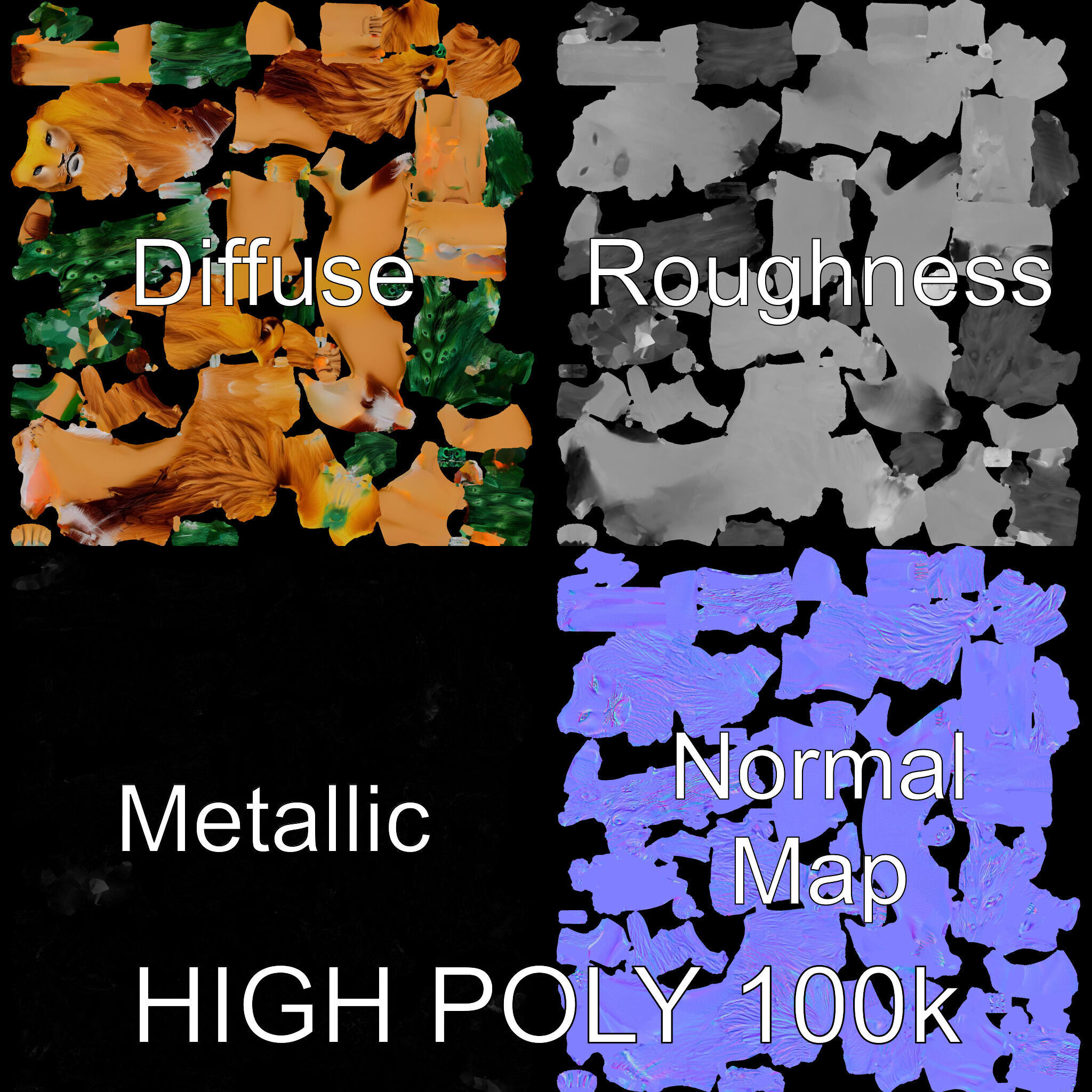 Majestic LionPeacock Hybrid Model Pack Low-poly 3D model_4