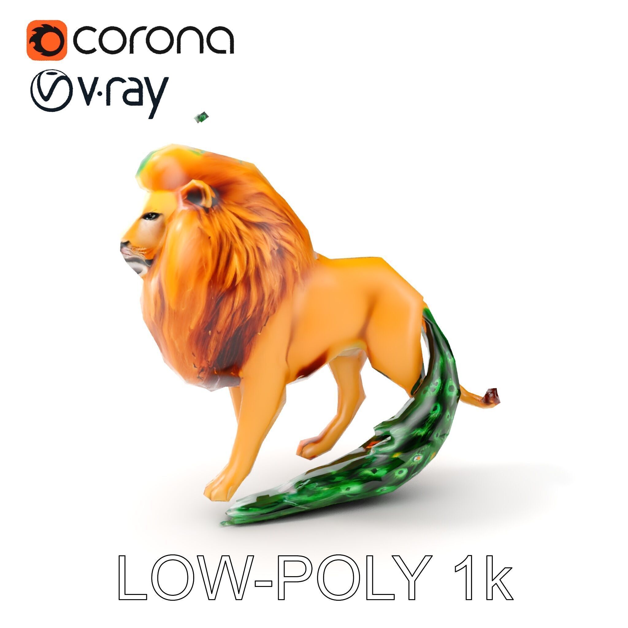 Majestic LionPeacock Hybrid Model Pack Low-poly 3D model_10