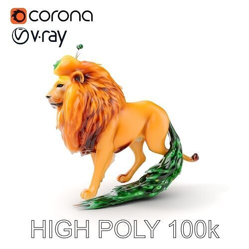 Majestic LionPeacock Hybrid Model Pack Low-poly 3D model