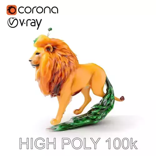 Majestic LionPeacock Hybrid Model Pack Low-poly 3D model