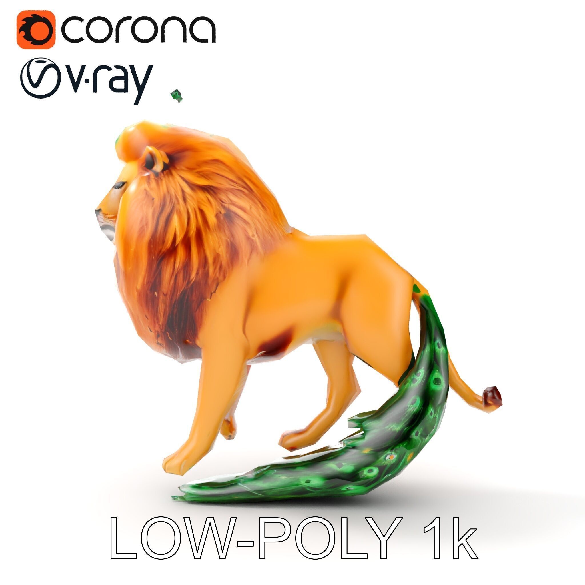 Majestic LionPeacock Hybrid Model Pack Low-poly 3D model_18