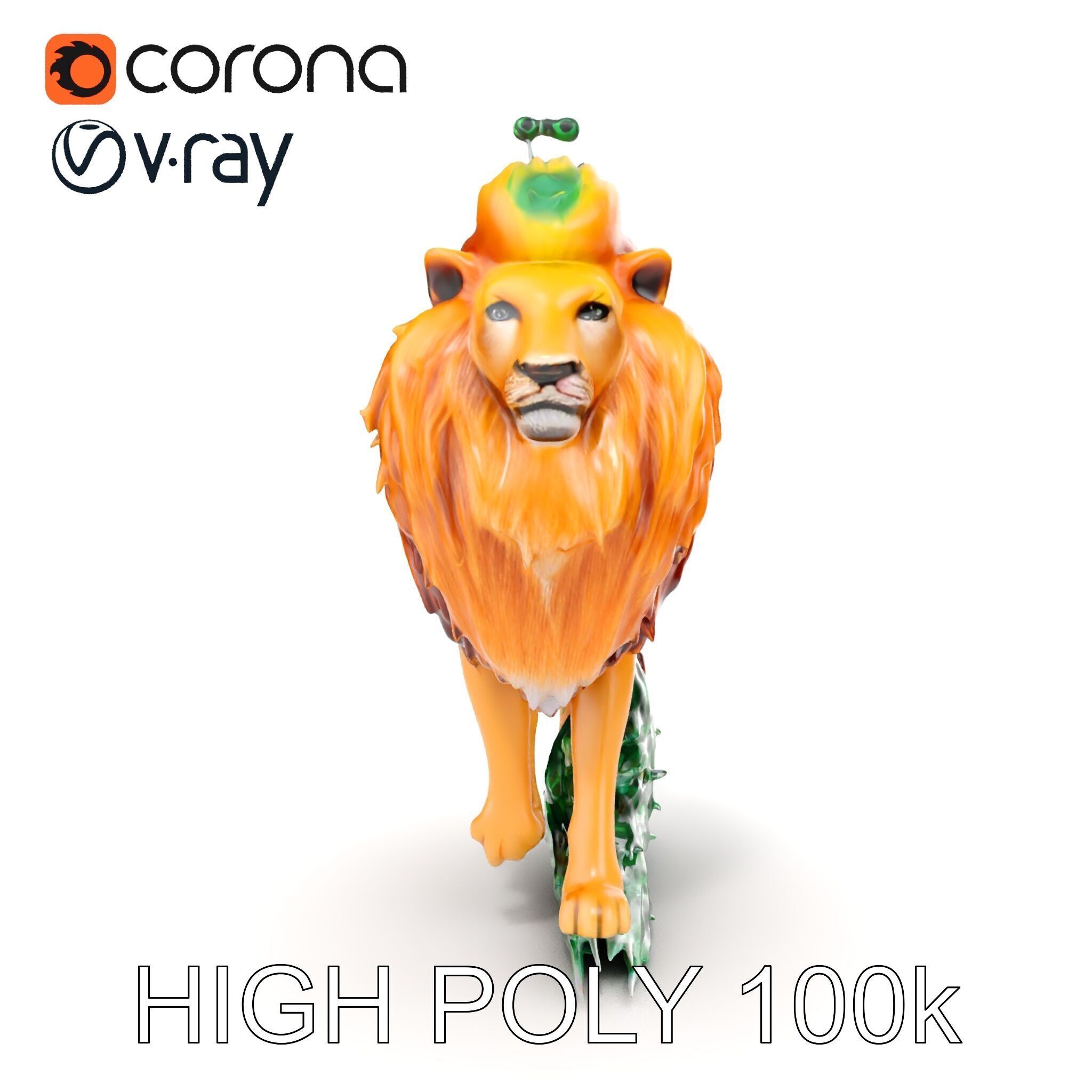 Majestic LionPeacock Hybrid Model Pack Low-poly 3D model_14