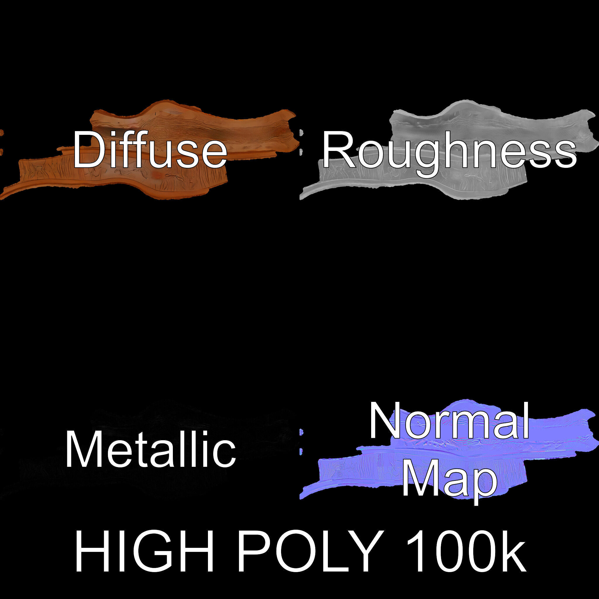 Organic Wooden Sculpture Model Pack Low-poly 3D model_4