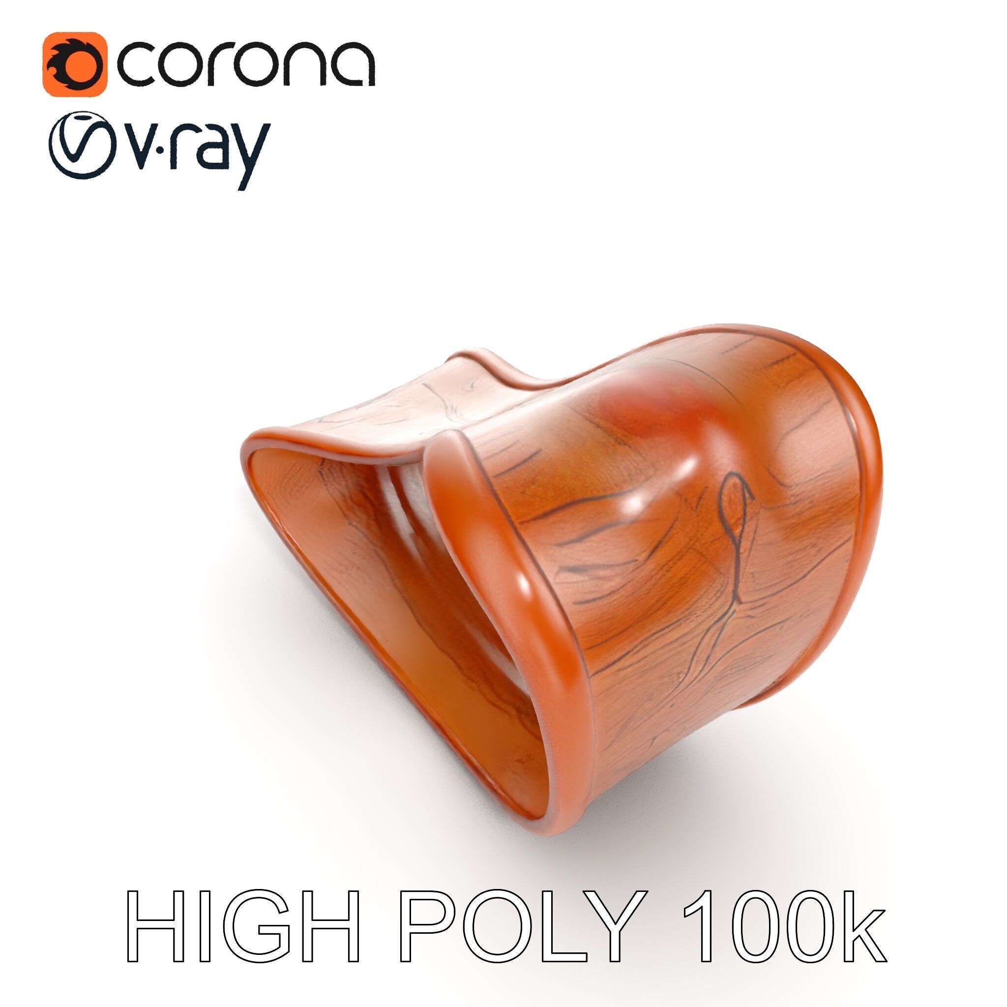 Organic Wooden Sculpture Model Pack Low-poly 3D model_7