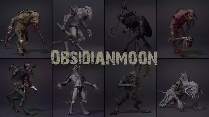 Obsidianmoon Low-poly 3D model