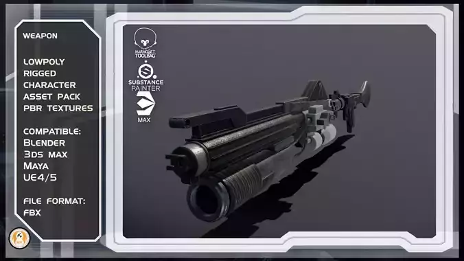 Star wars dc-15a blaster rifle with Grenade Launcher Low-poly 3D model
