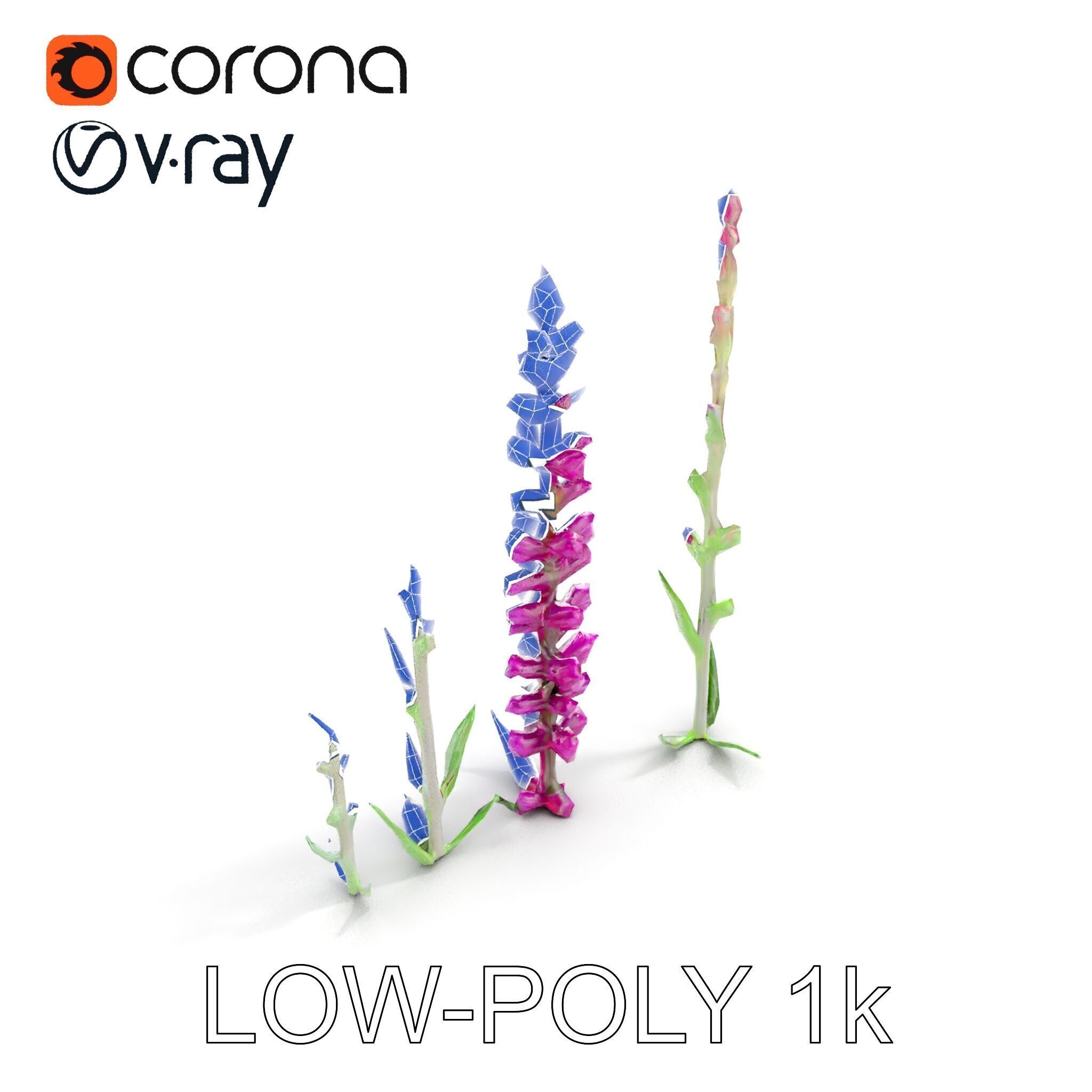 Vibrant Pink Flower Model Pack for D Environments and Games Low-poly 3D model_15