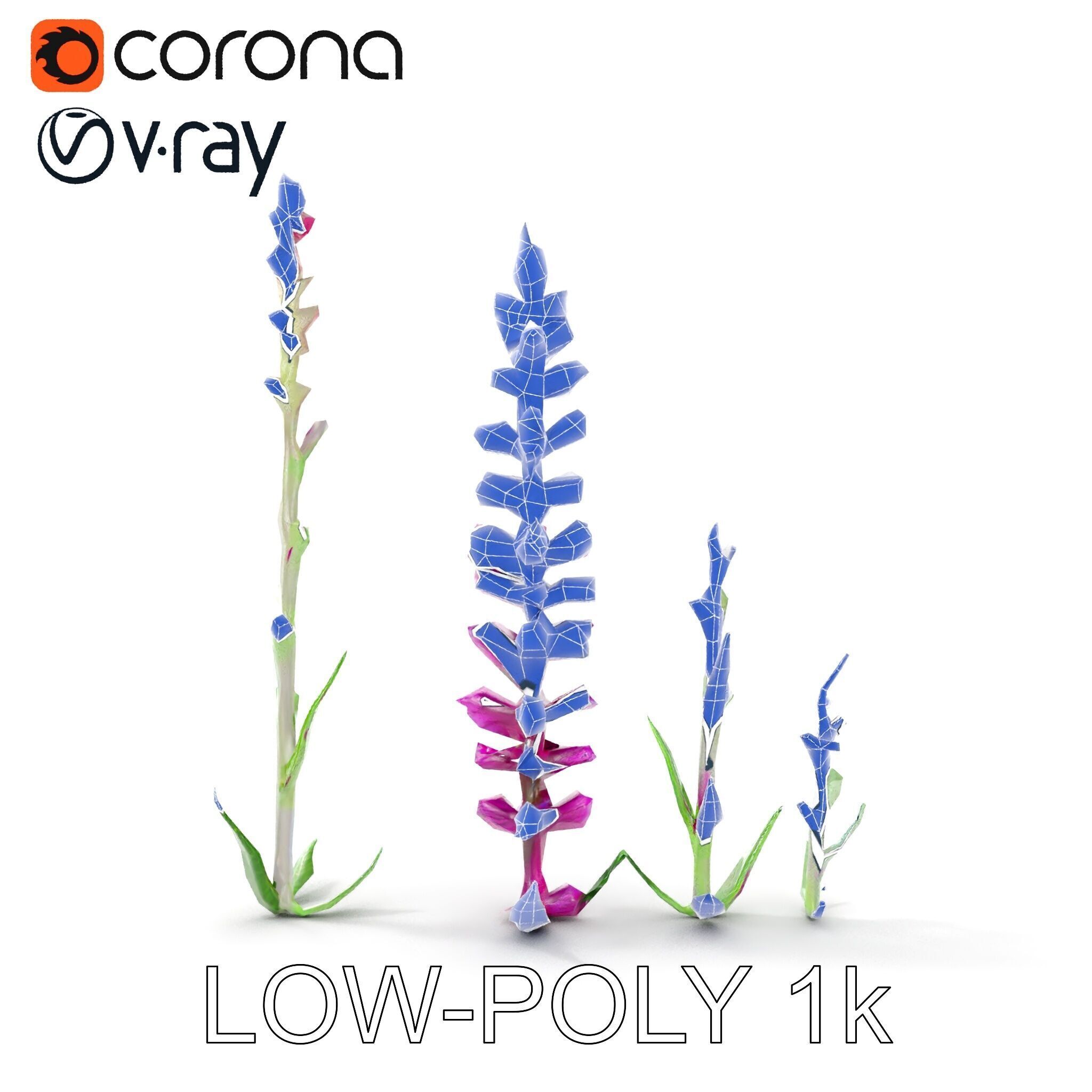 Vibrant Pink Flower Model Pack for D Environments and Games Low-poly 3D model_32