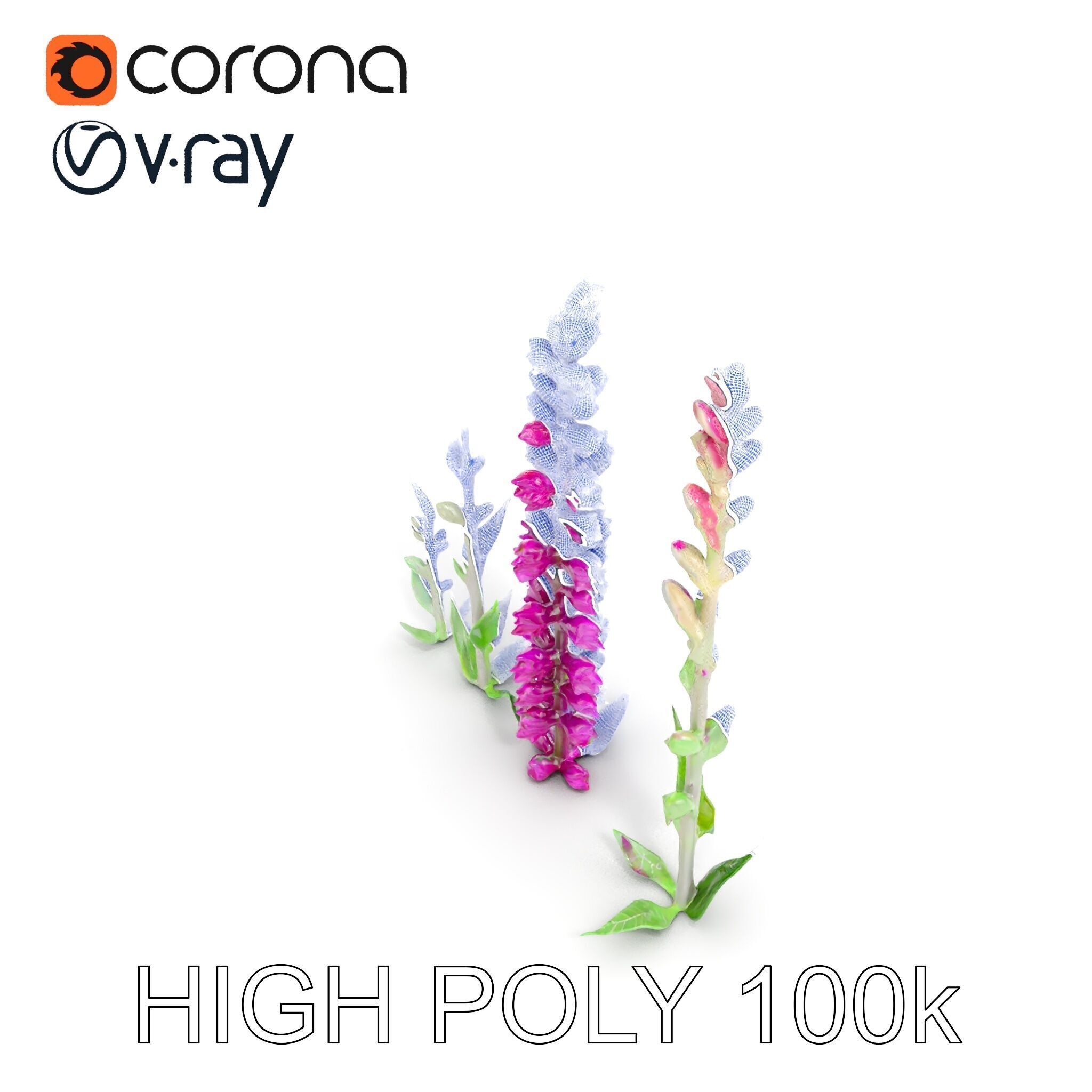 Vibrant Pink Flower Model Pack for D Environments and Games Low-poly 3D model_30