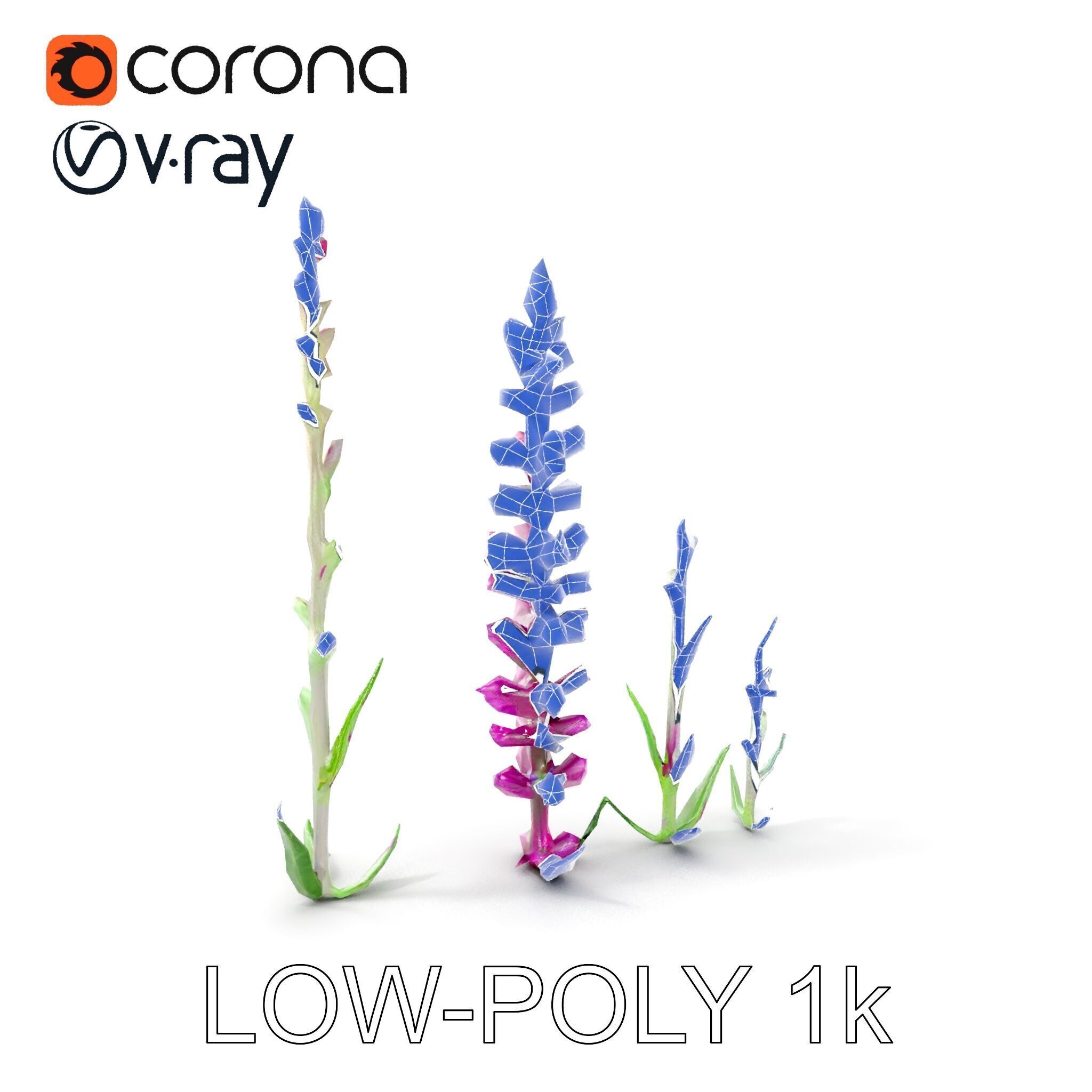 Vibrant Pink Flower Model Pack for D Environments and Games Low-poly 3D model_29