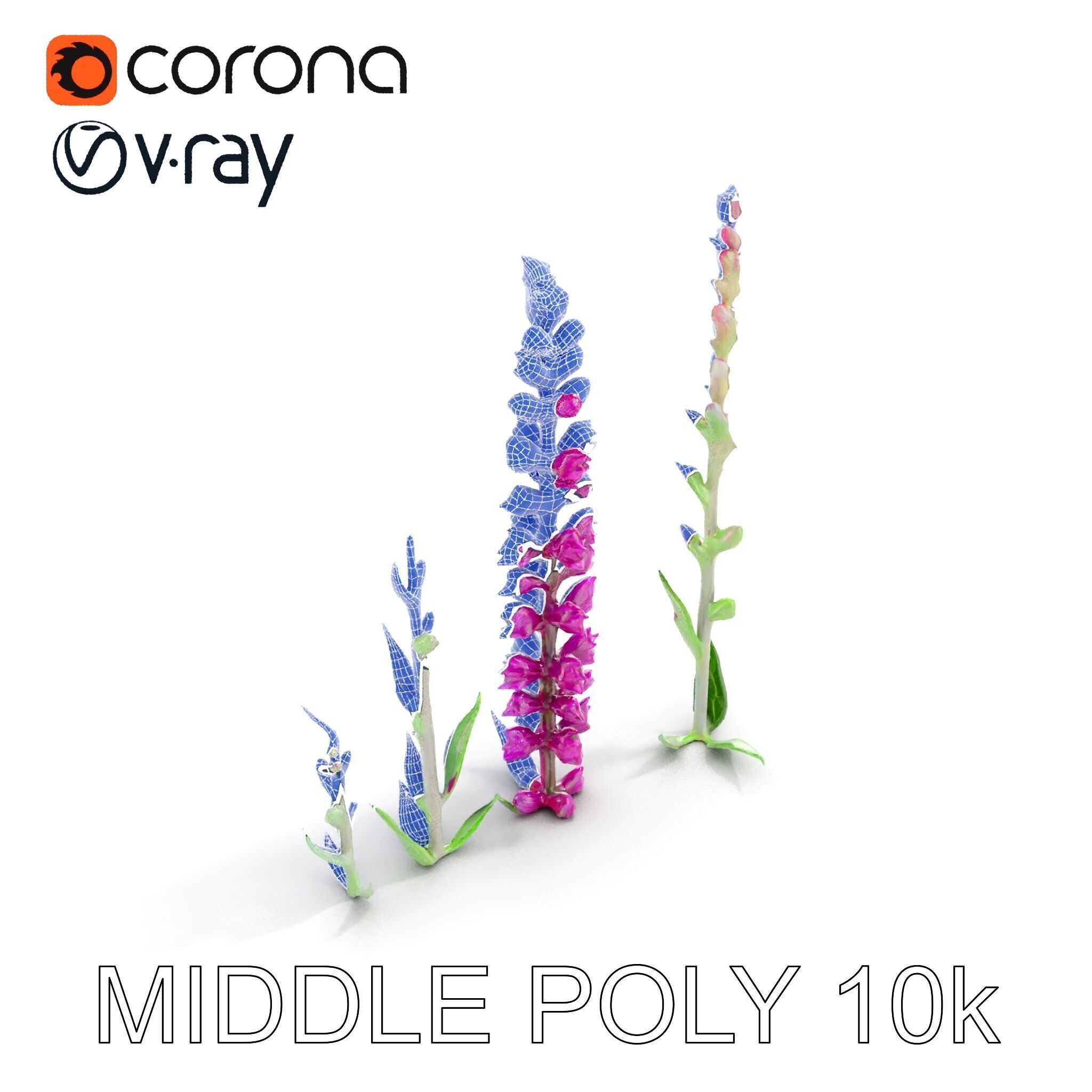 Vibrant Pink Flower Model Pack for D Environments and Games Low-poly 3D model_14
