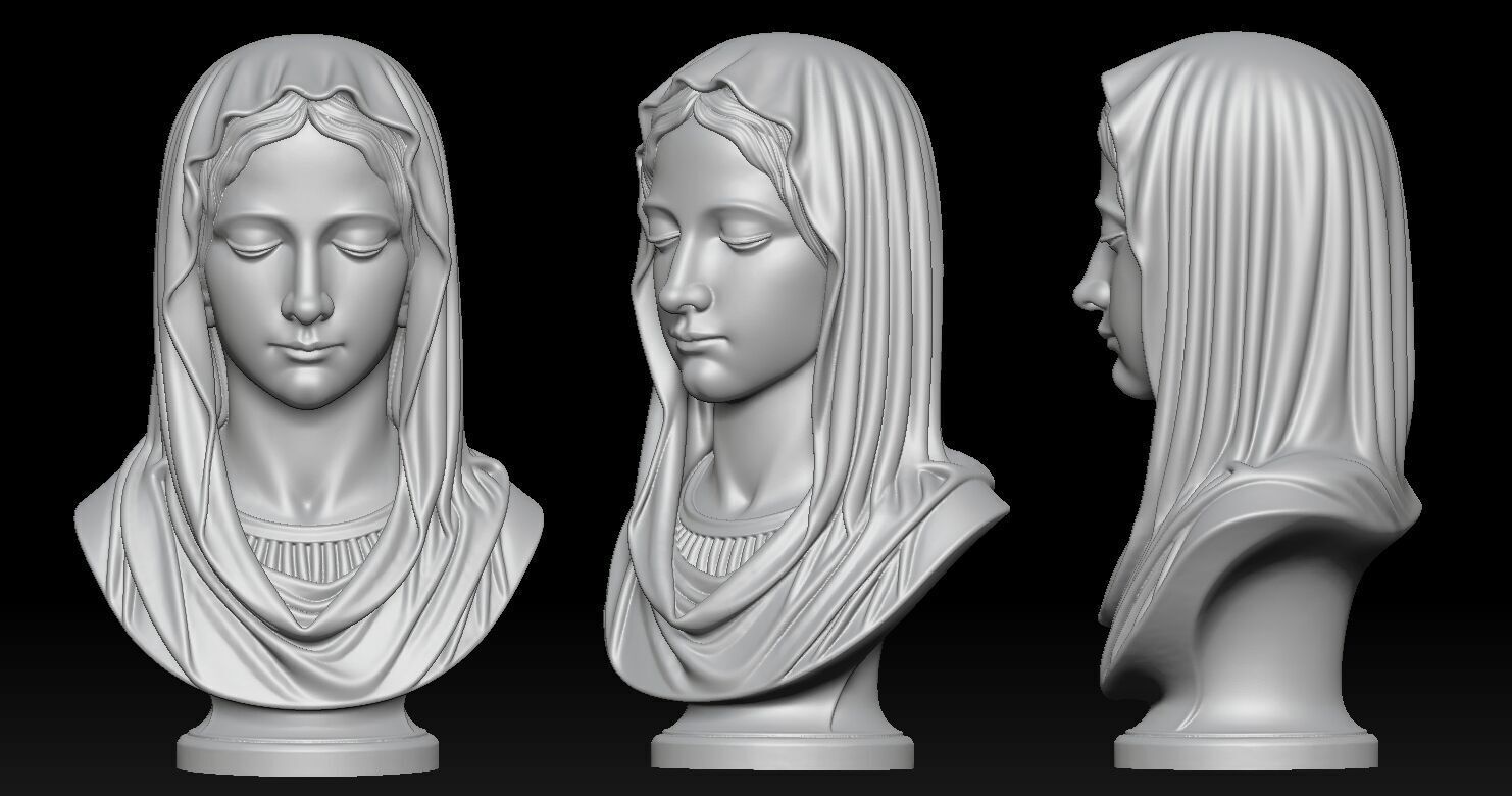 Virgin Mary Head Statue Version 3D print model_23