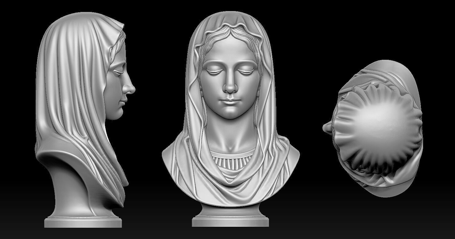 Virgin Mary Head Statue Version 3D print model_1