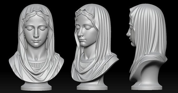 Virgin Mary Head Statue Version 3D print model