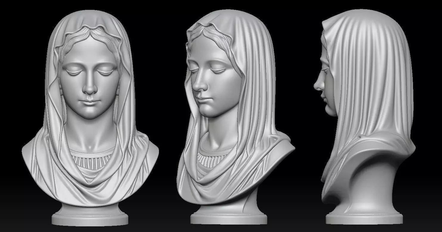 Virgin Mary Head Statue Version 3D print model_0