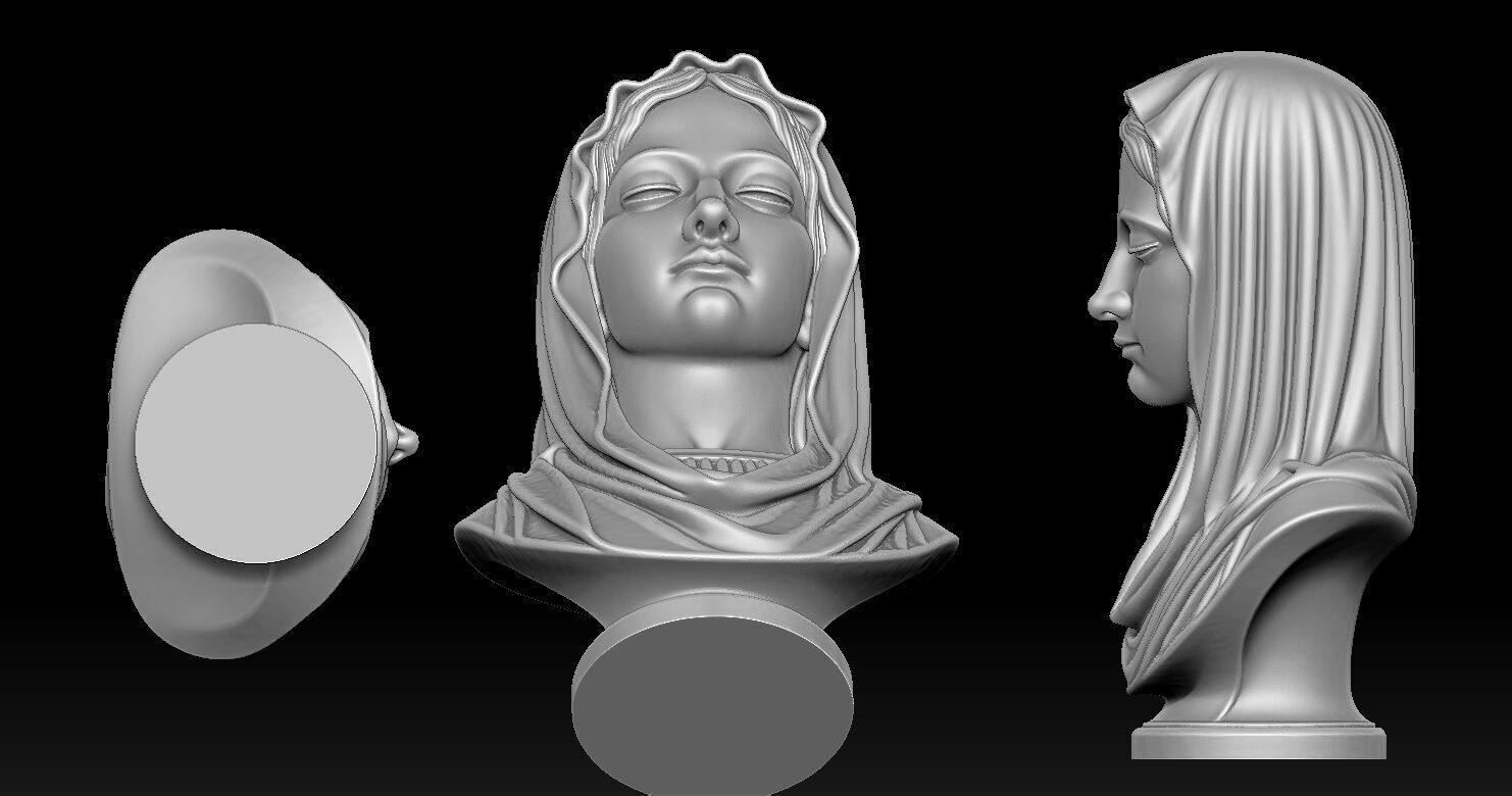 Virgin Mary Head Statue Version 3D print model_10