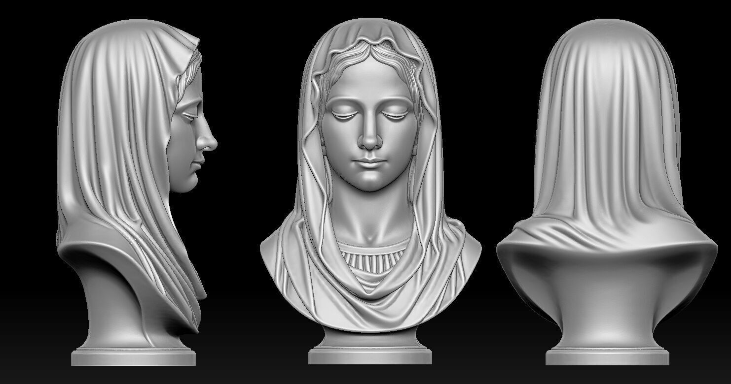 Virgin Mary Head Statue Version 3D print model_7