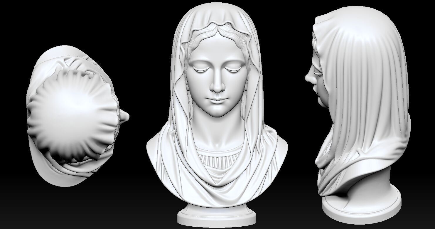 Virgin Mary Head Statue Version 3D print model_24