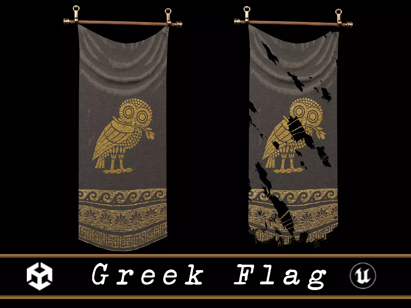Greek Flag Low-poly 3D model