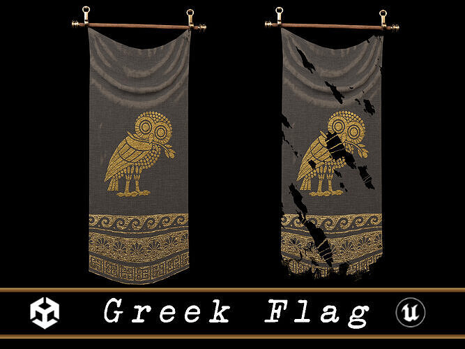 Greek Flag  Low-poly 3D model