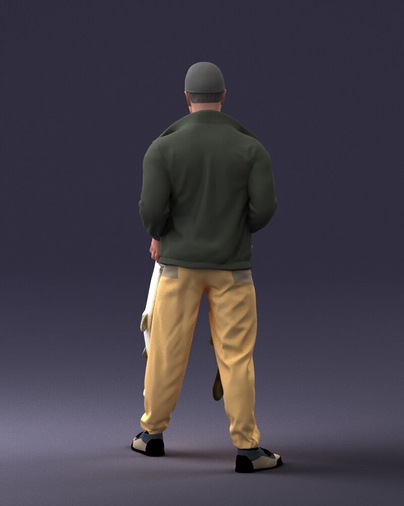 000203 Fisherman Holding Big Fish 1102 3D model_6