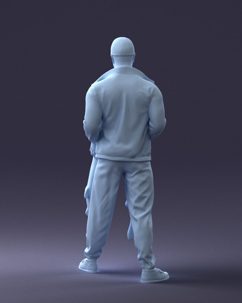 000203 Fisherman Holding Big Fish 1102 3D model_7