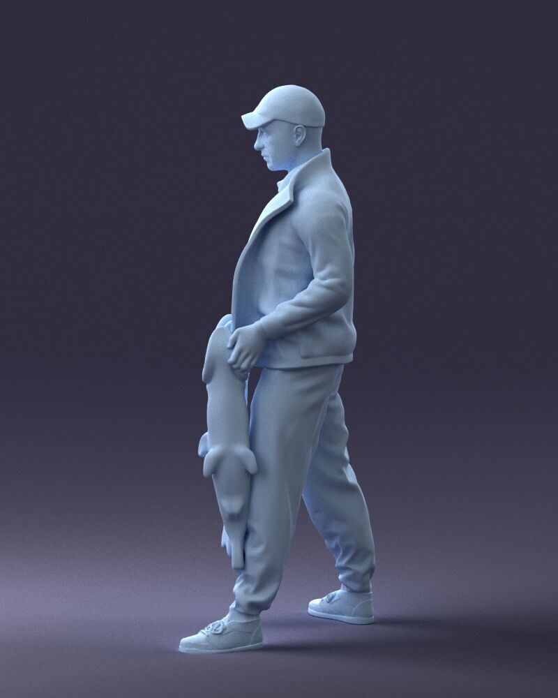 000203 Fisherman Holding Big Fish 1102 3D model_9