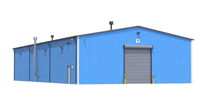 Industrial Building 7 Blue Low-poly 3D model
