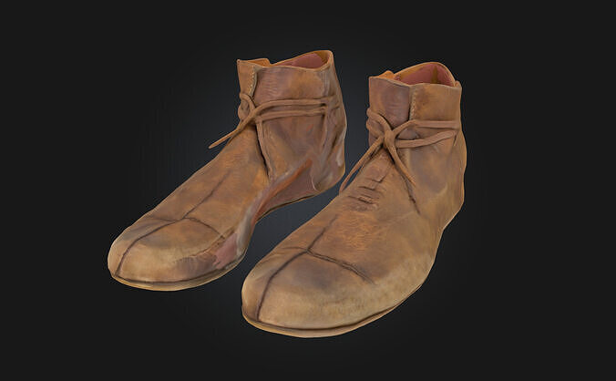 Medieval Leather Boots  Rugged Footwear of a Timeless Age 3D model