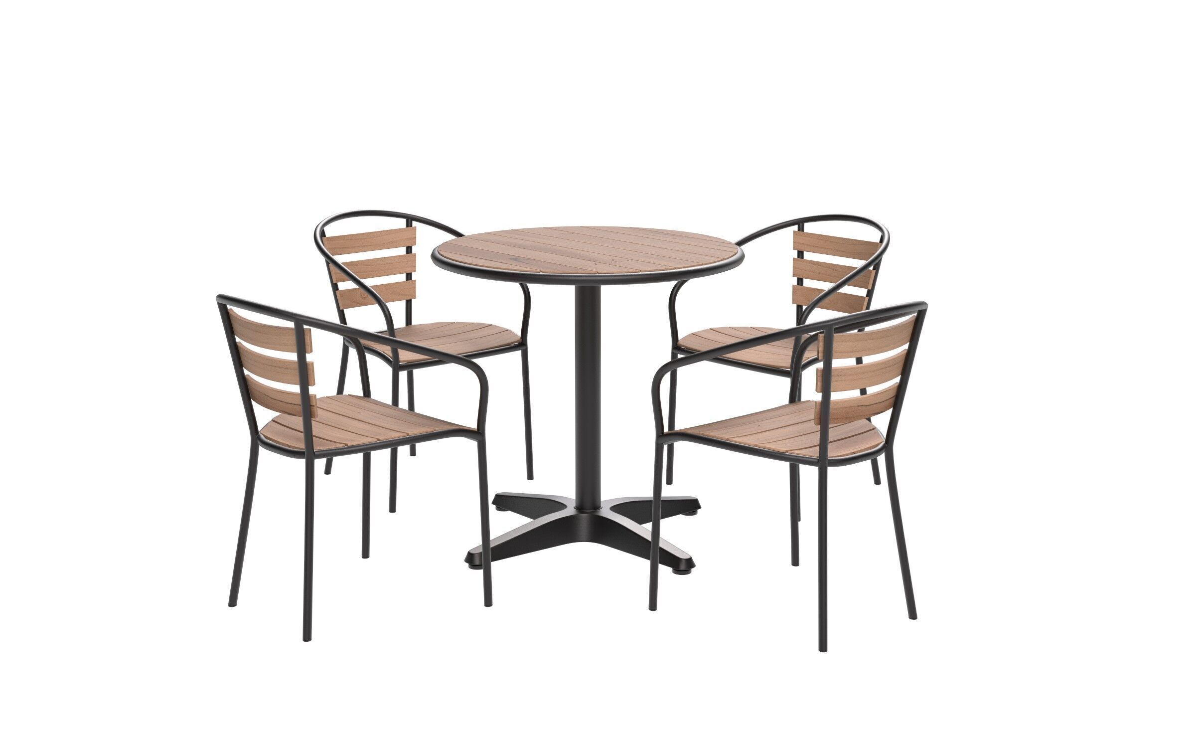 Outdoor Patio Table and Chair Set Low-poly 3D model_2