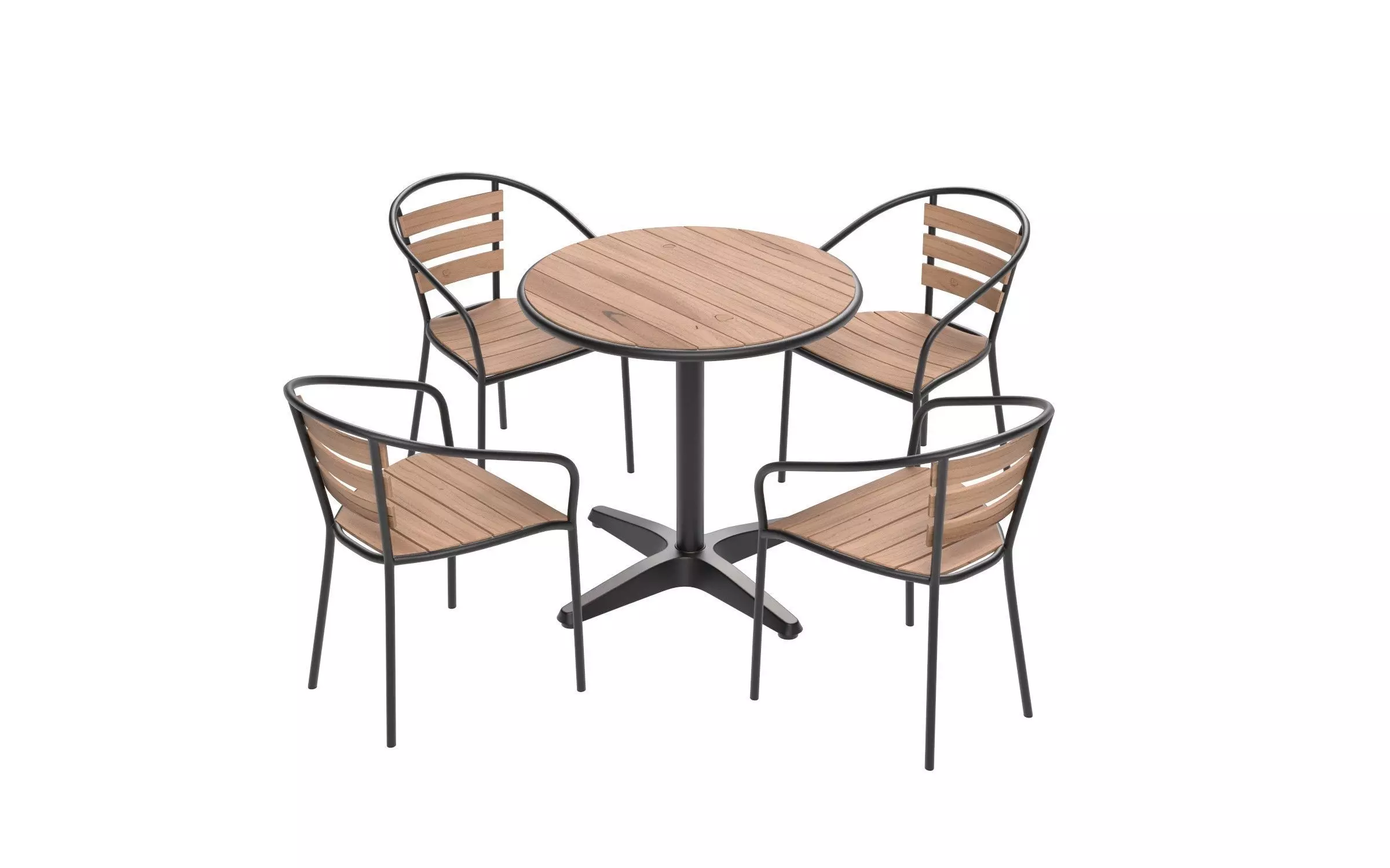 Outdoor Patio Table and Chair Set Low-poly 3D model_0