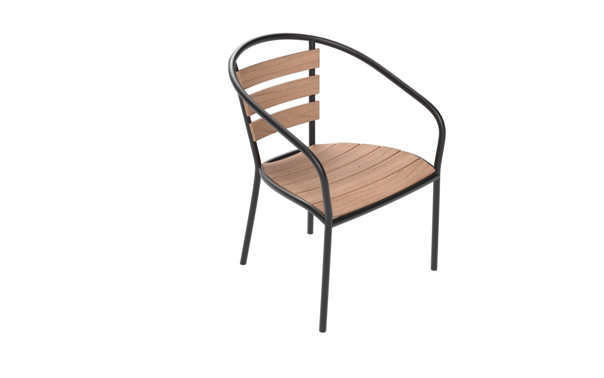 Outdoor Patio Table and Chair Set Low-poly 3D model_6