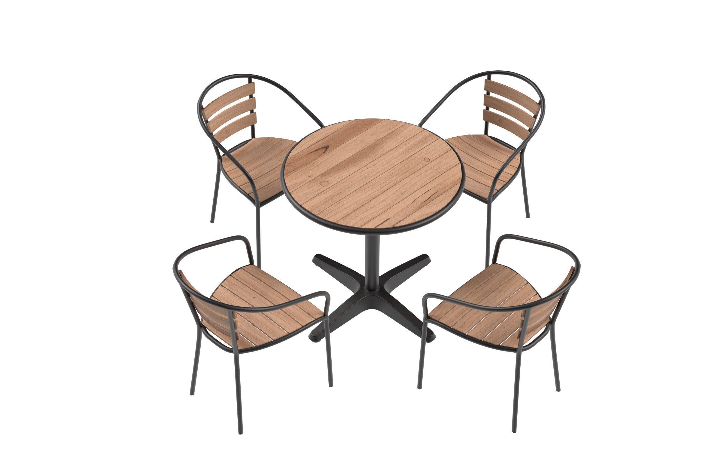 Outdoor Patio Table and Chair Set Low-poly 3D model_8