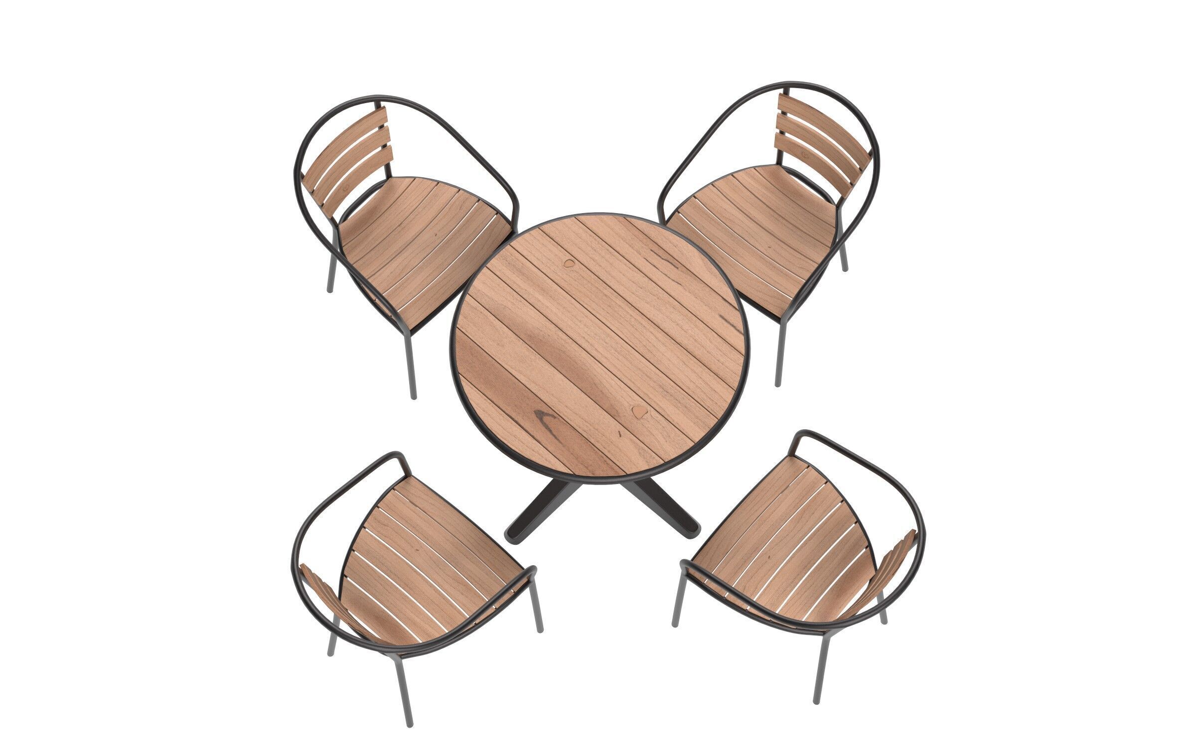 Outdoor Patio Table and Chair Set Low-poly 3D model_1