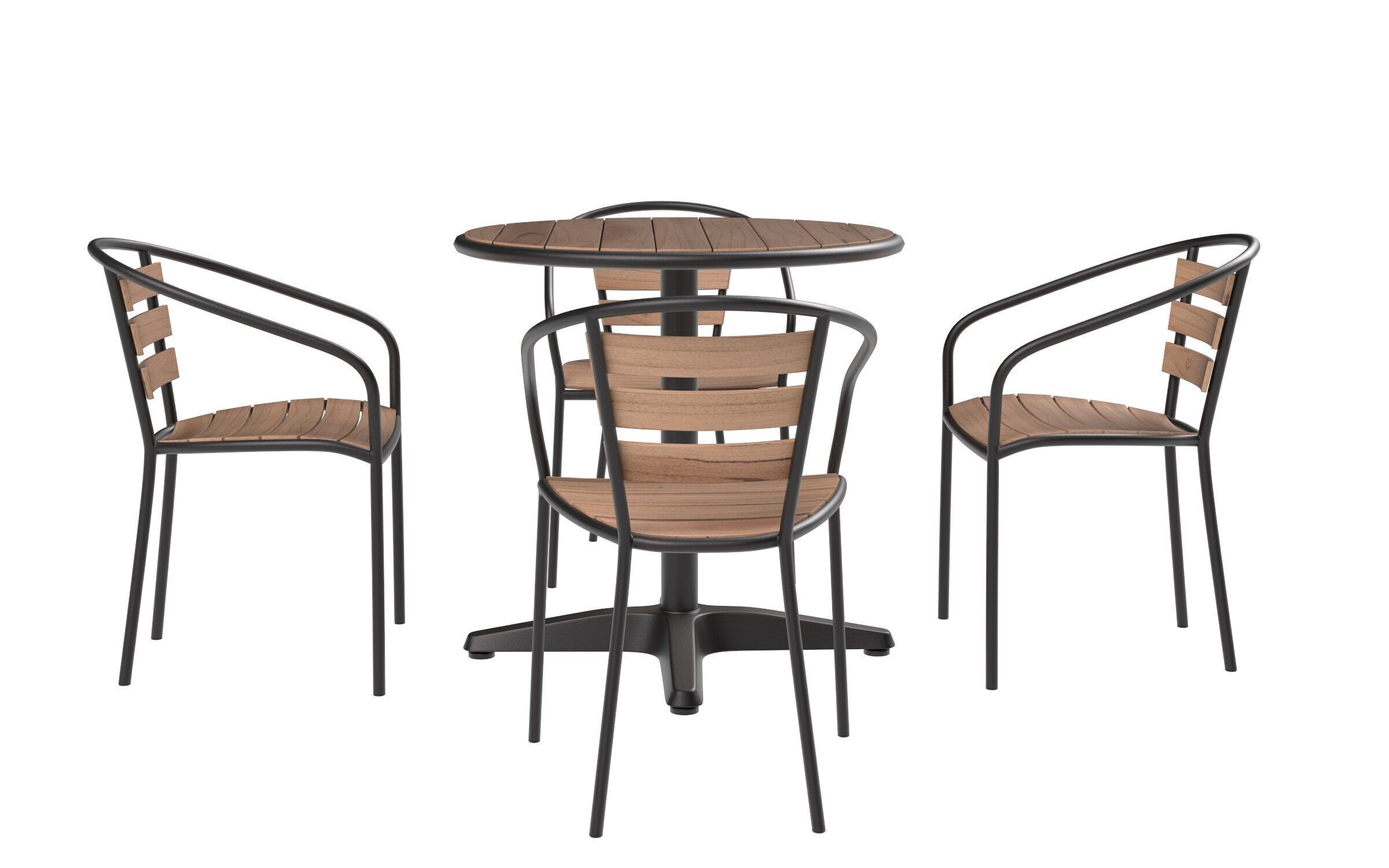 Outdoor Patio Table and Chair Set Low-poly 3D model_3