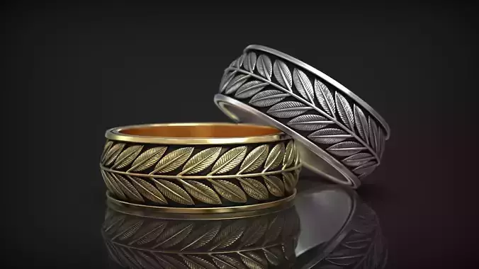 Leaf Floral Ornament Nature Leaves Wedding Band