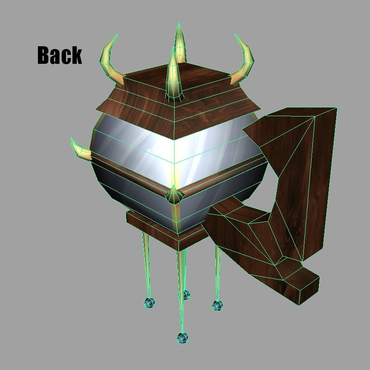 Lamp with horns Low-poly 3D model_7