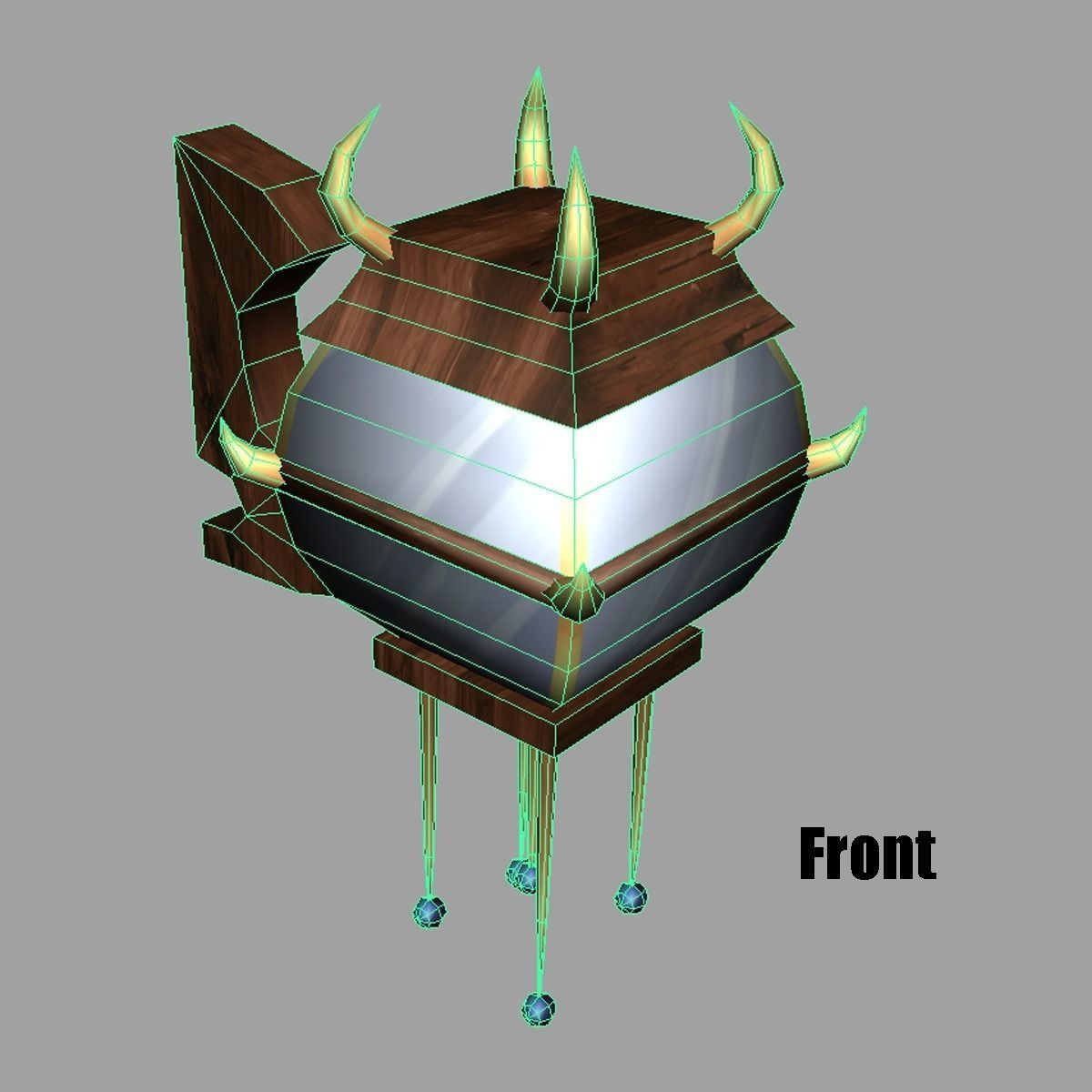 Lamp with horns Low-poly 3D model_6