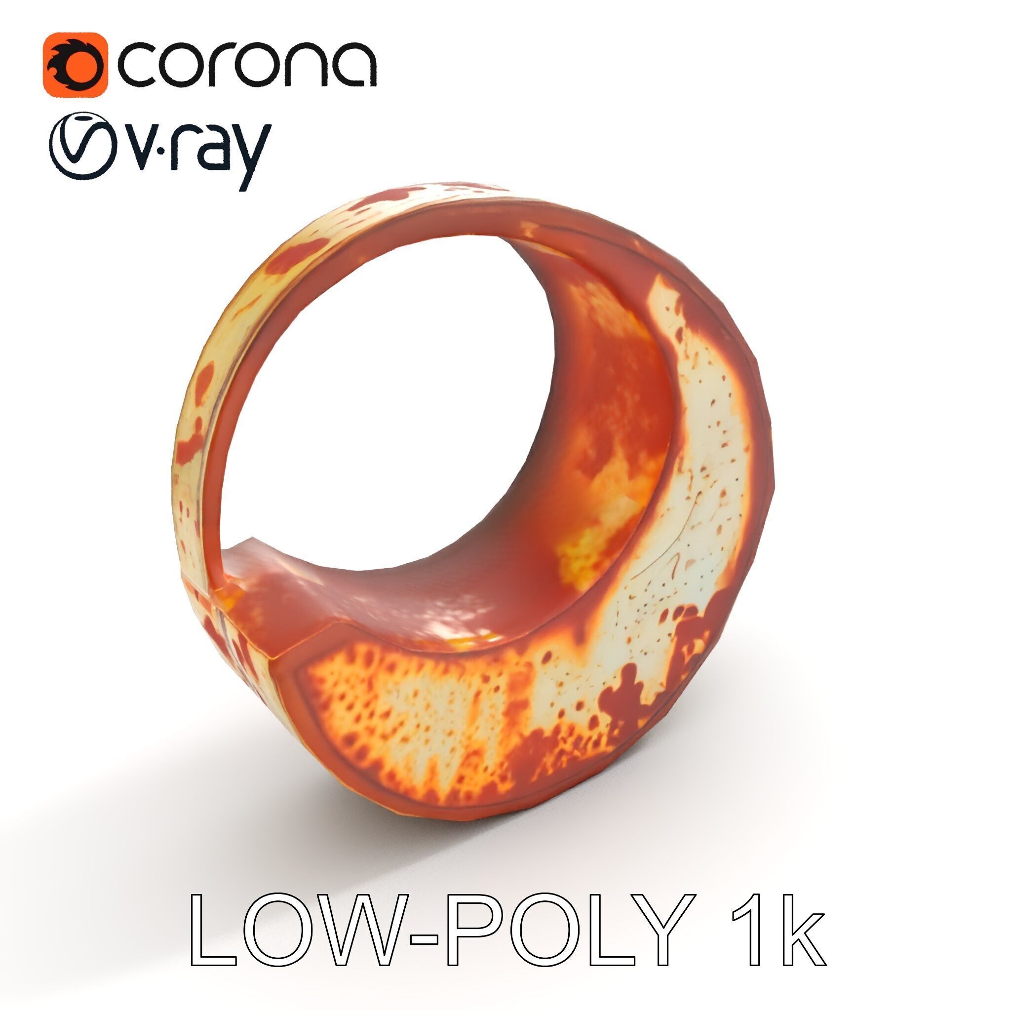 Rustic Crescent Sculpture Model Pack Low-poly 3D model_9