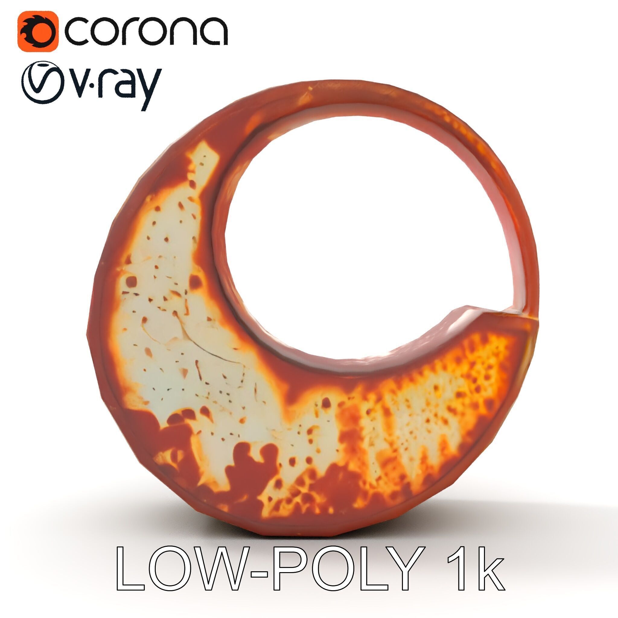 Rustic Crescent Sculpture Model Pack Low-poly 3D model_11