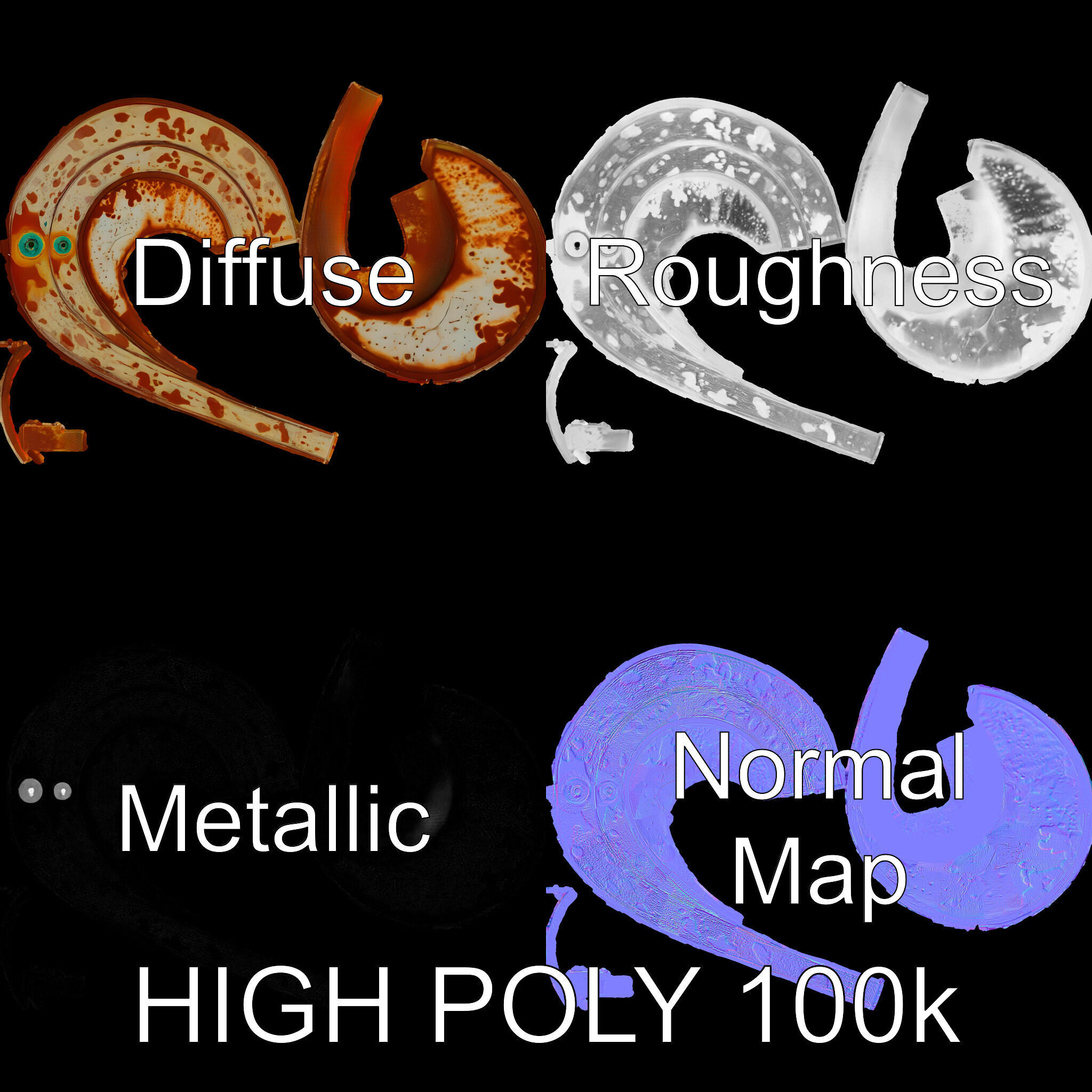 Rustic Crescent Sculpture Model Pack Low-poly 3D model_3